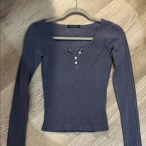 Brandy Melville Zelly Ribbed Long Sleeve Top, Plum Colored